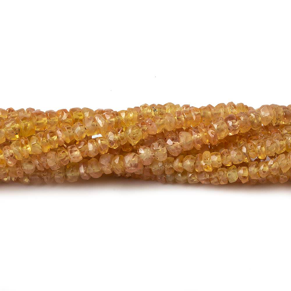 3mm Orangey Yellow Sapphire faceted rondelles 16 inch 250 pieces A - Beadsofcambay.com