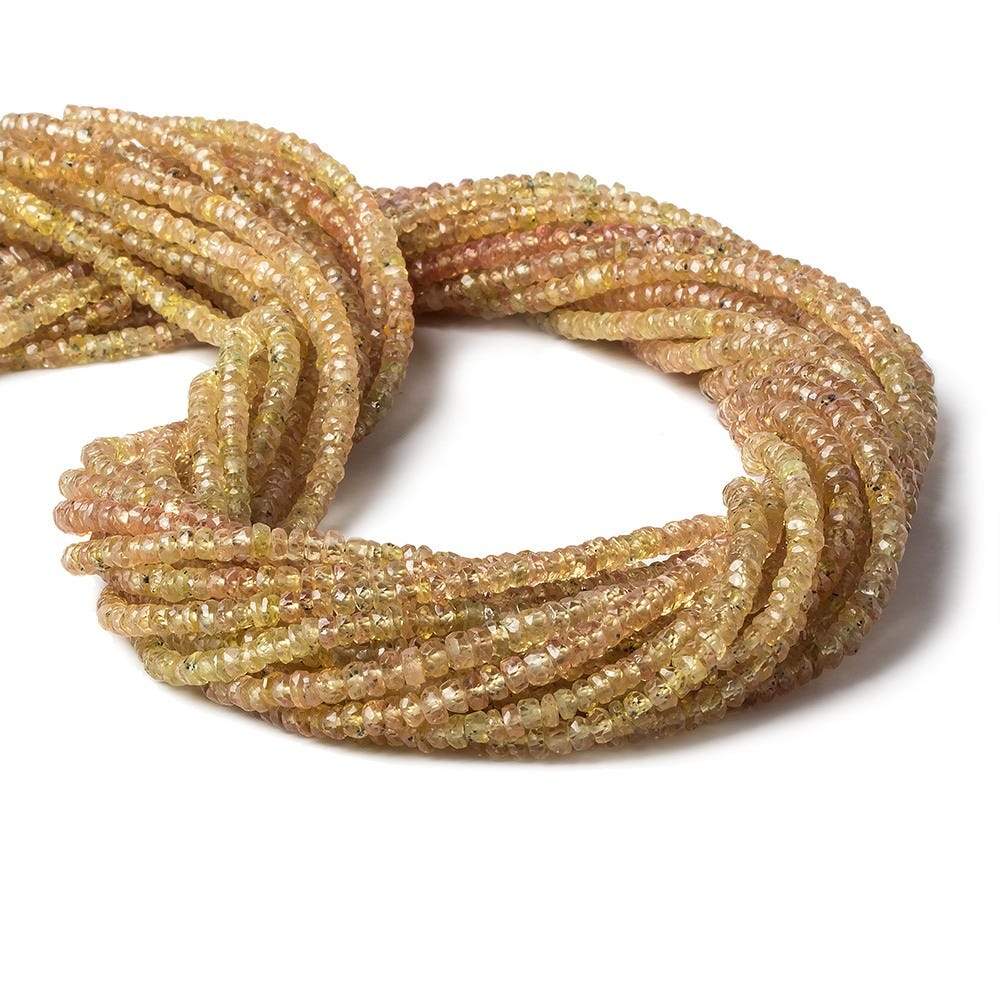 3mm Orange Yellow Songea Sapphire Beads Faceted Rondelle 16 inch 205 pieces - Beadsofcambay.com