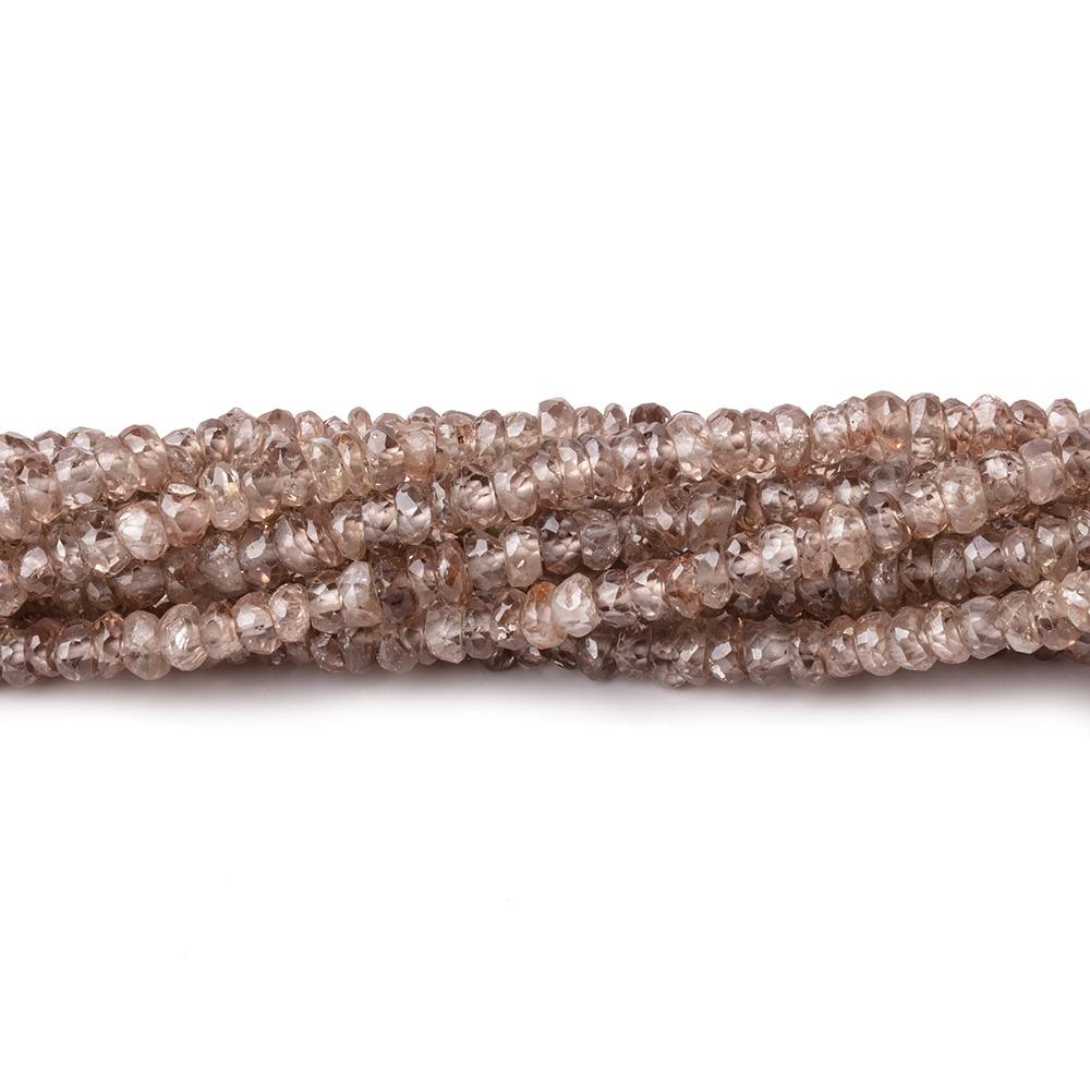 3mm Rose and Champagne Zircon faceted rondelles 13.5 inches 206 Beads - Beadsofcambay.com