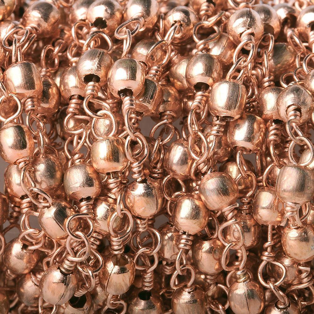 3mm Rose Gold plated Round Rose Gold plated Chain by the foot - Beadsofcambay.com
