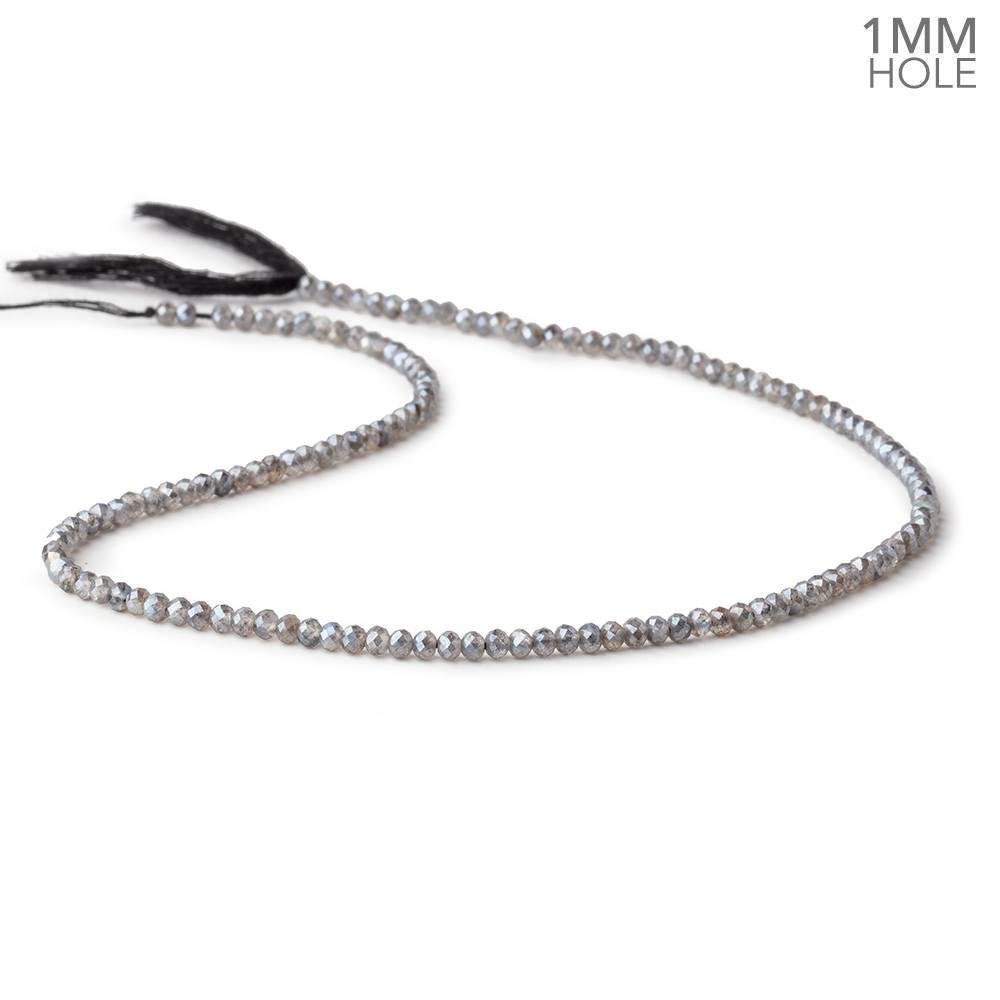3mm Silver Metallic Labradorite MicroFaceted rondelles 1mm drill hole 140 beads AAA - Beadsofcambay.com