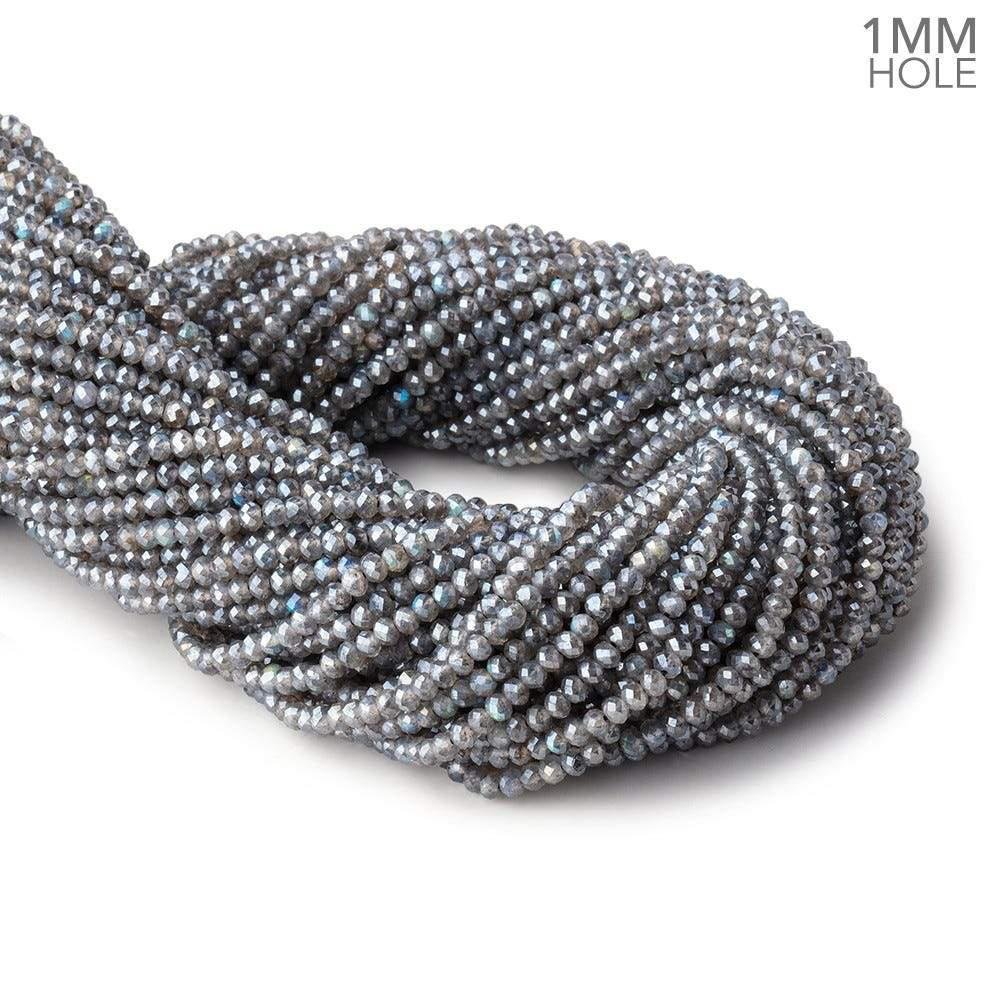 3mm Silver Metallic Labradorite MicroFaceted rondelles 1mm drill hole 140 beads AAA - Beadsofcambay.com