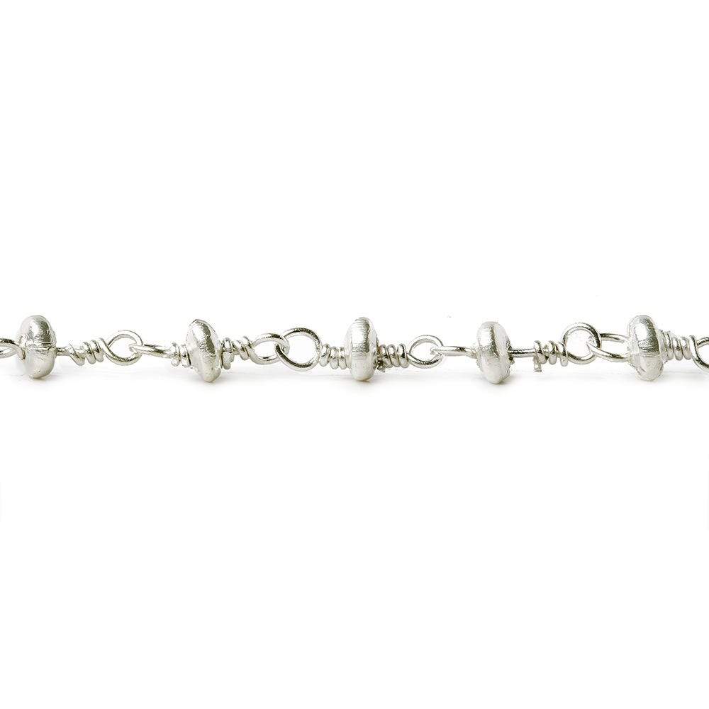3mm Silver plated rondelle Silver plated Chain by the foot - Beadsofcambay.com