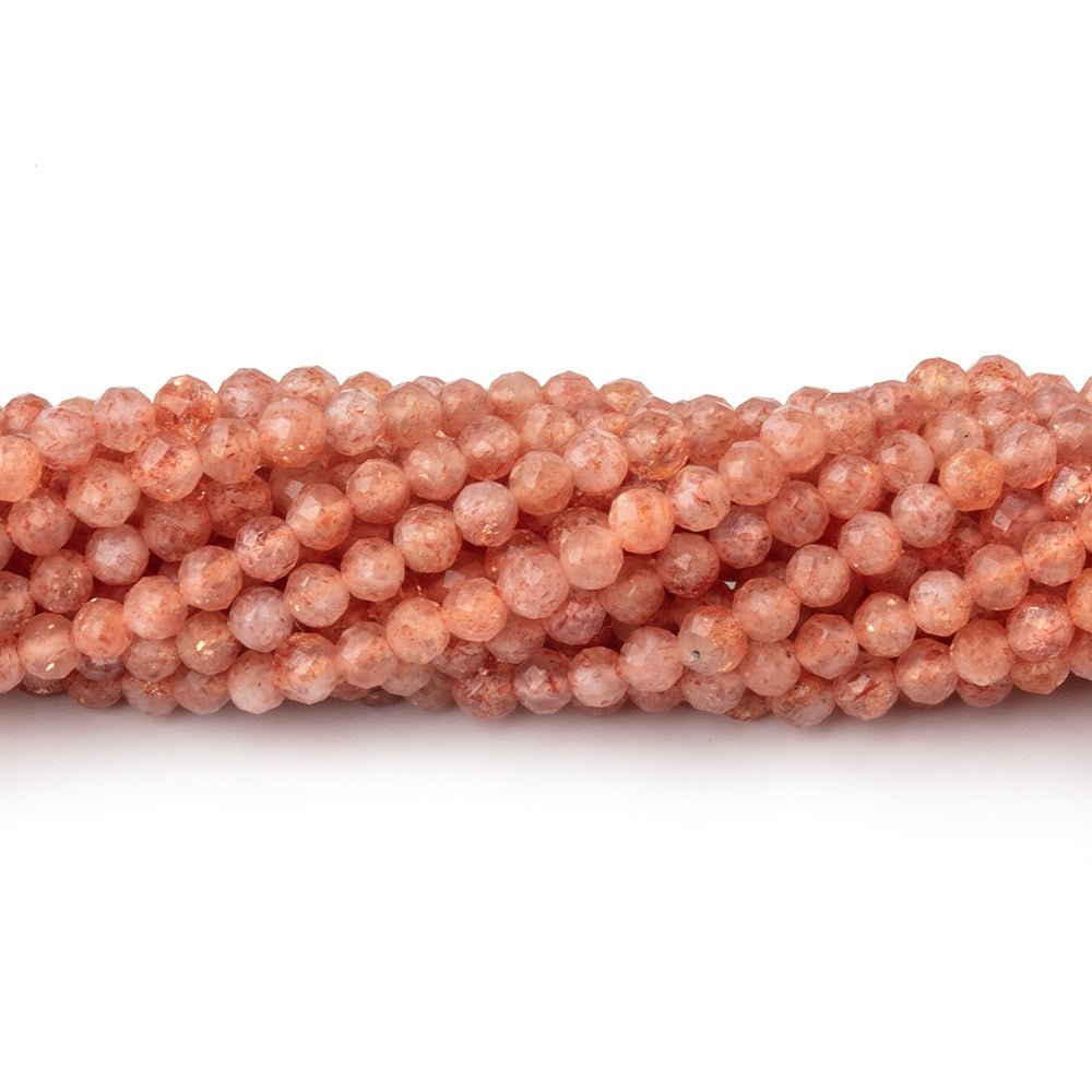 3mm Sunstone Micro Faceted Round Beads 12.5 inch 112 pieces - Beadsofcambay.com