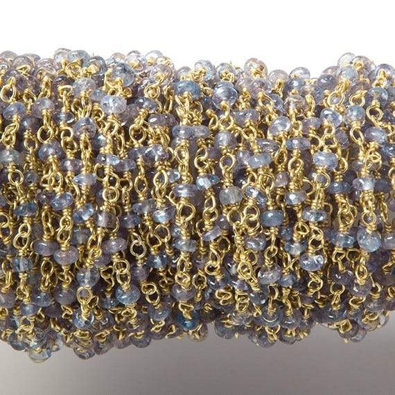 3mm Tanzanite Plain Rondelle Vermeil Chain by the foot - Beadsofcambay.com