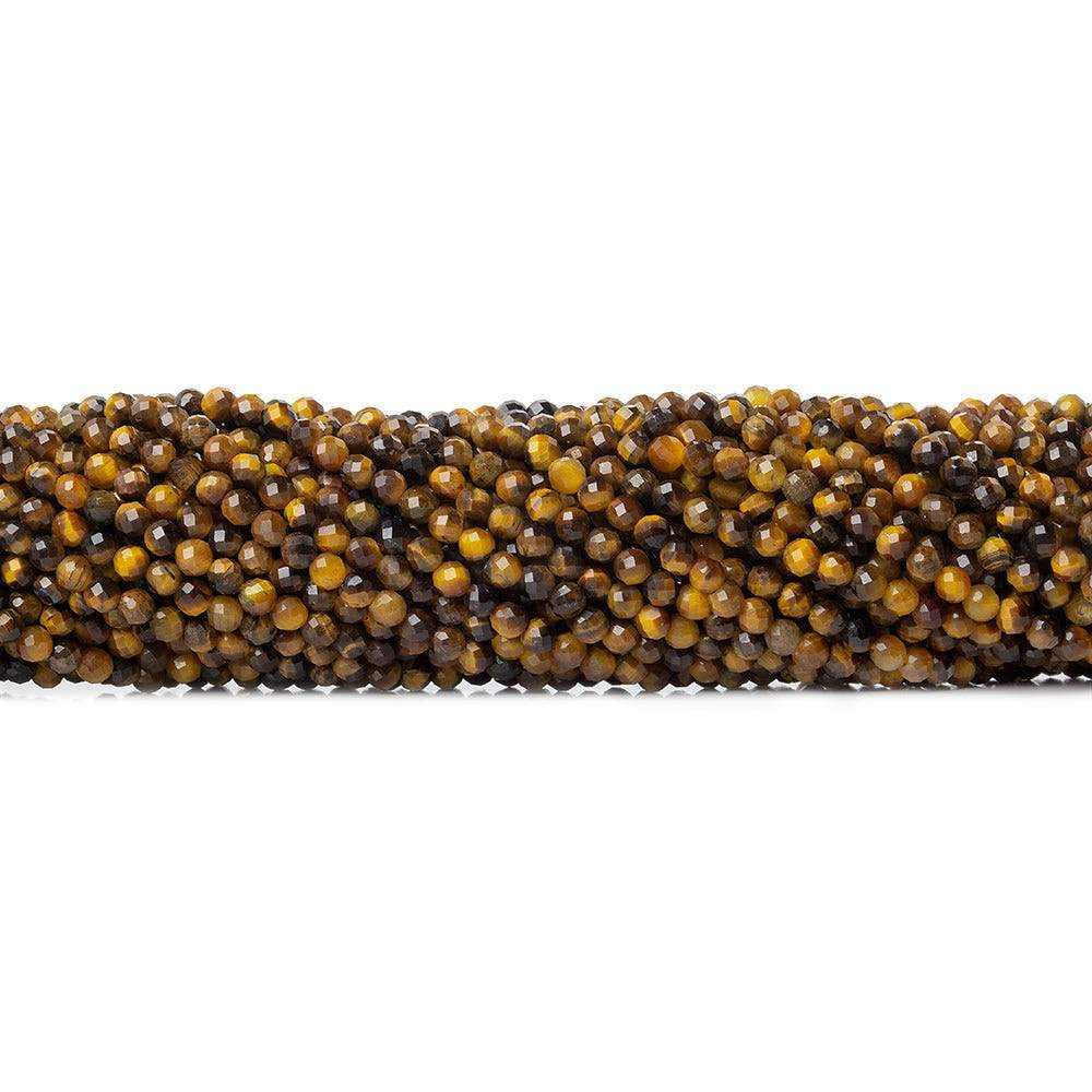 3mm Tiger's Eye microfaceted round beads 13 inch 115 pieces - Beadsofcambay.com