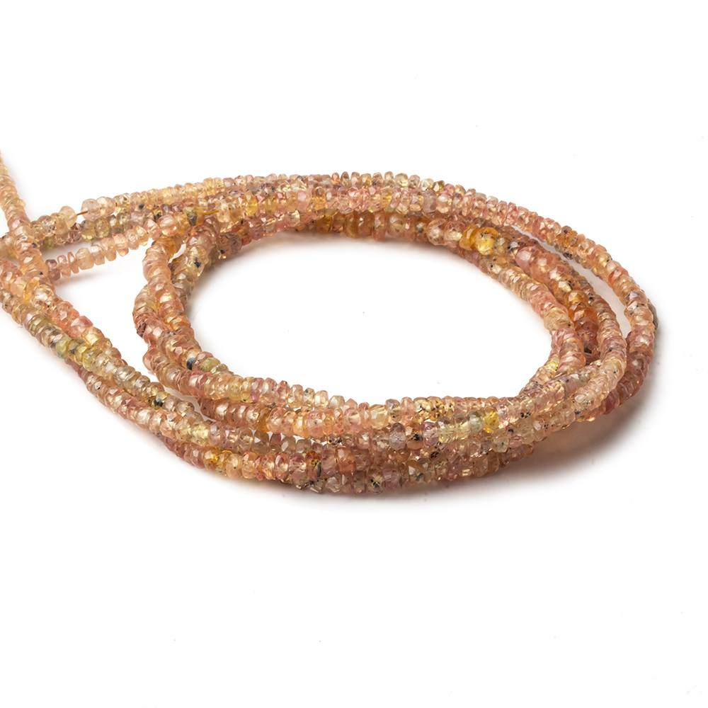 3mm Yellow Orange Sapphire Faceted Rondelle Beads 16 inch 280 pieces - Beadsofcambay.com