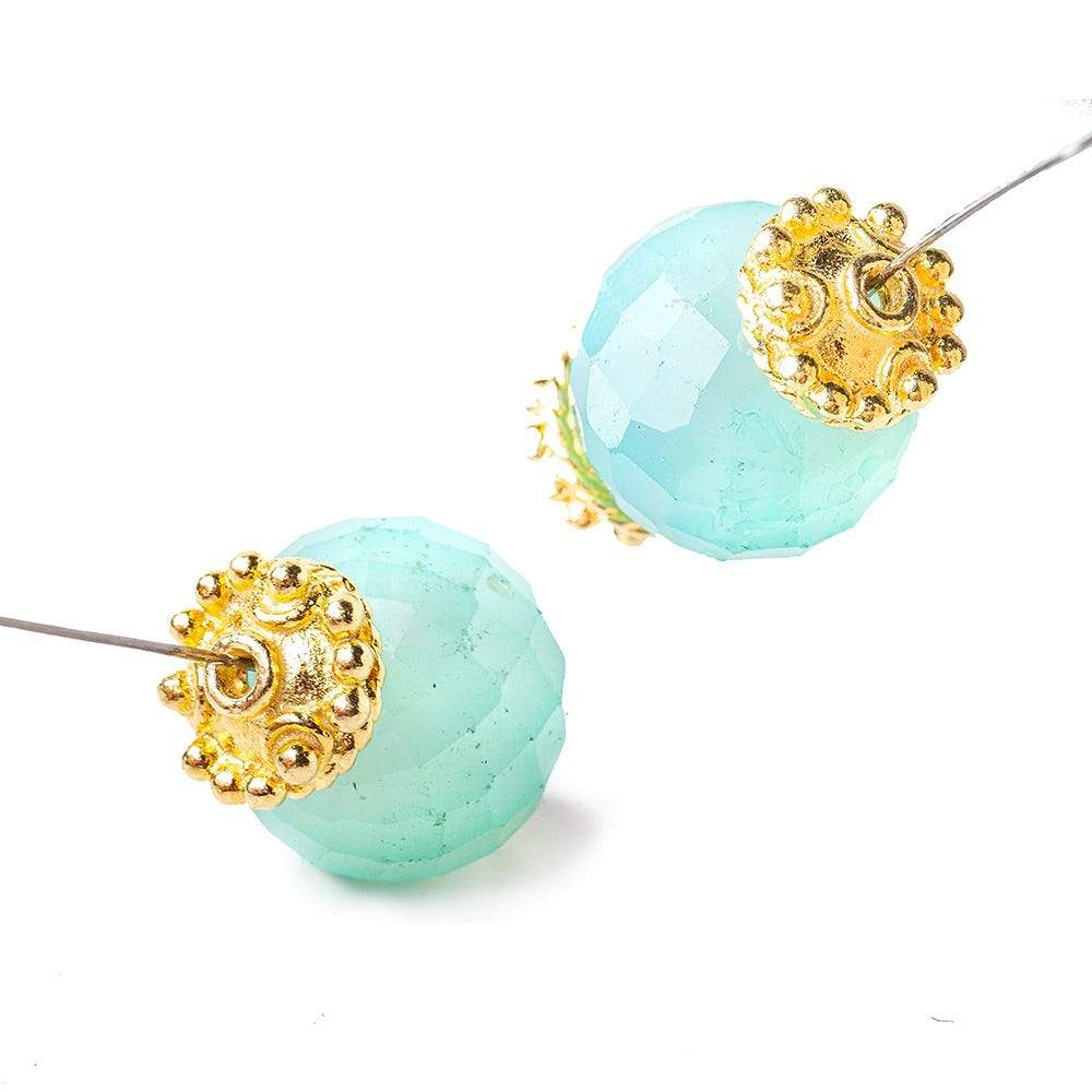 3x10mm 22kt Gold Plated Copper Bead Cap with Bali Granulated Design 8 inch 58 pieces - Beadsofcambay.com