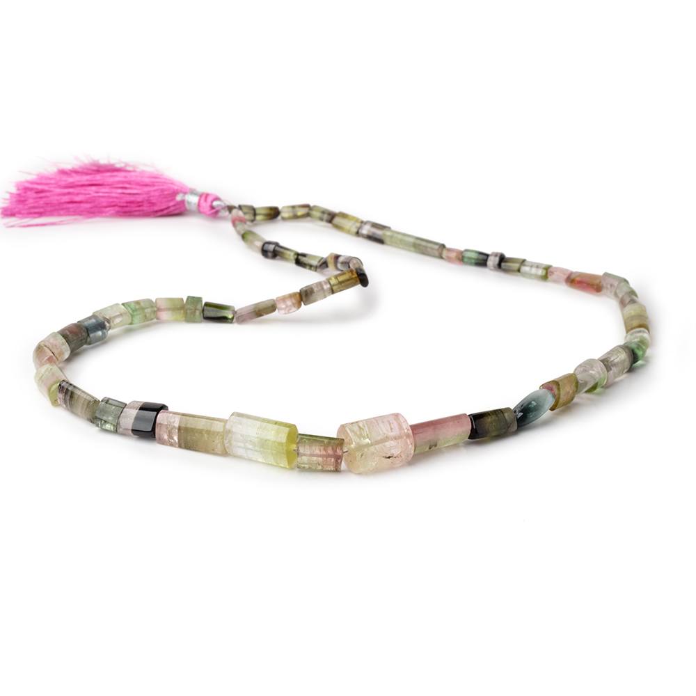 3x3-13x10mm Polychromatic Tourmaline Natural Tubes 18 inch 57 Beads AA - Beadsofcambay.com