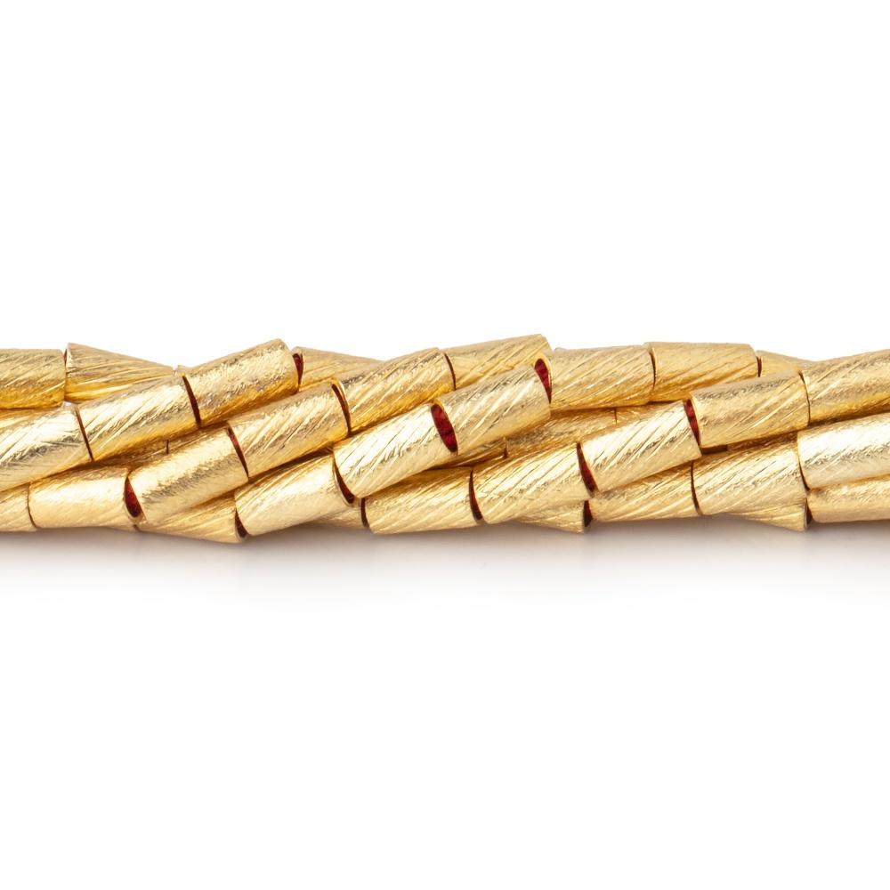 3x5mm 22kt Gold plated Copper Brushed Tube Beads 8 inch 37 beads Large Hole - Beadsofcambay.com