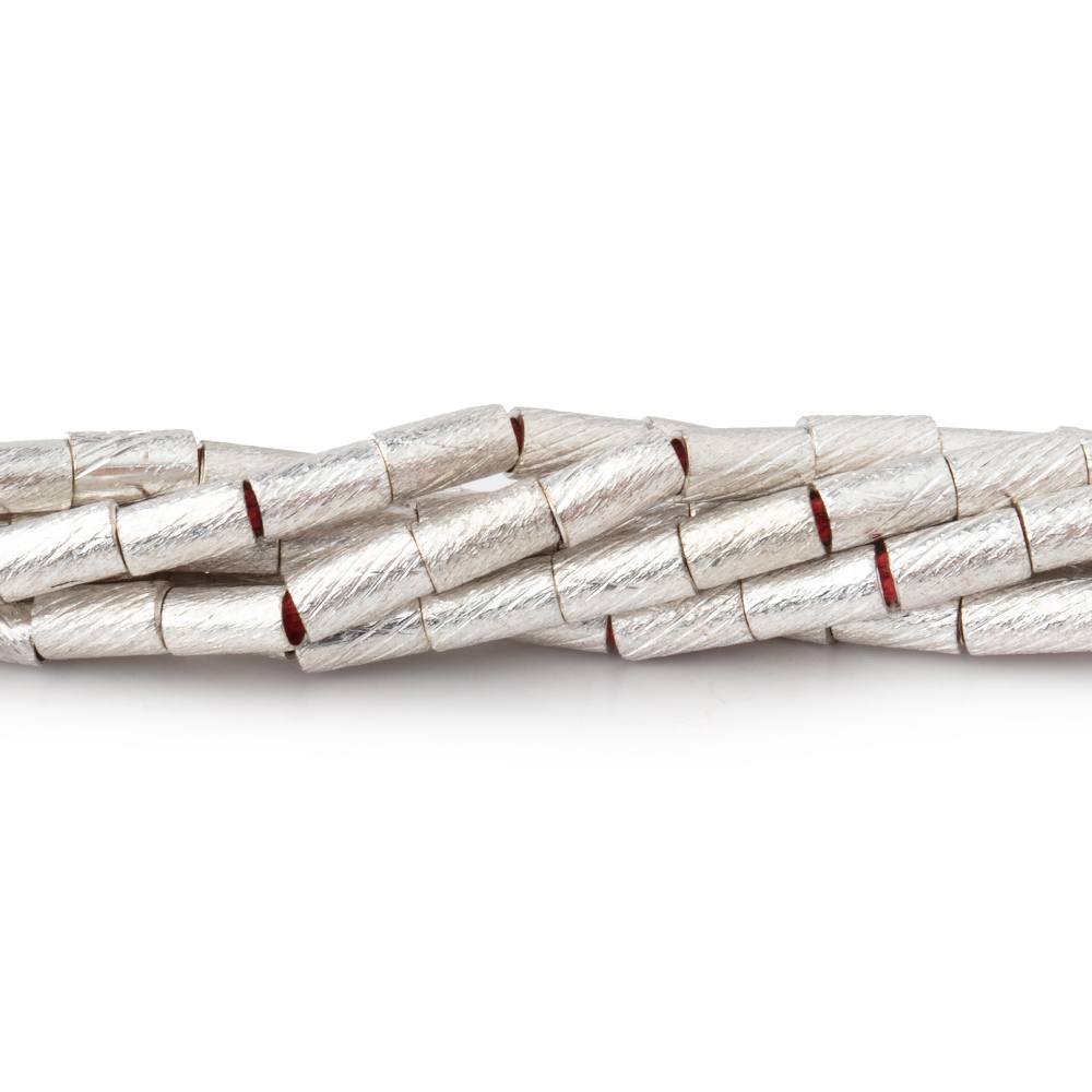 3x5mm Sterling Silver plated Copper Brushed Tube Beads 37 beads Large Hole - Beadsofcambay.com