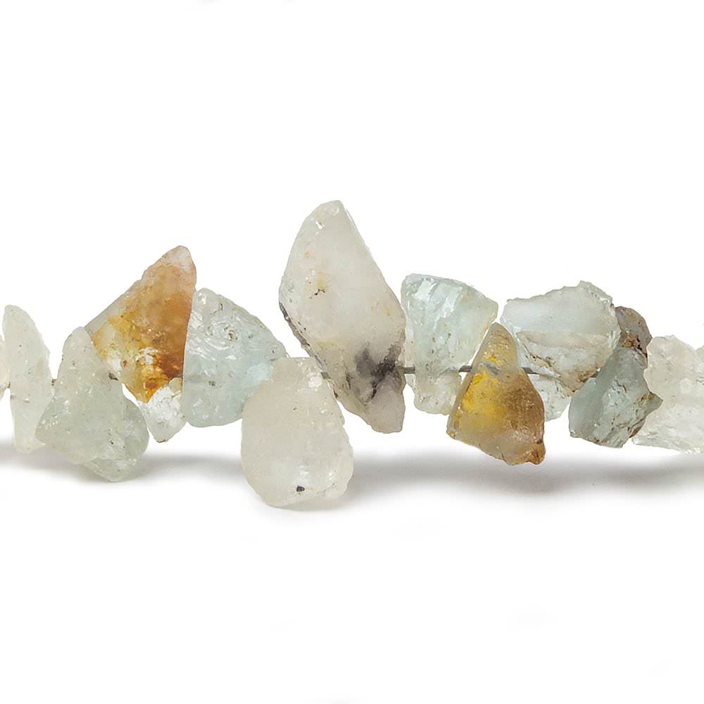 4-10mm Aquamarine & Helidor Natural Crystal Beads 14 inch 128 beads - Beadsofcambay.com