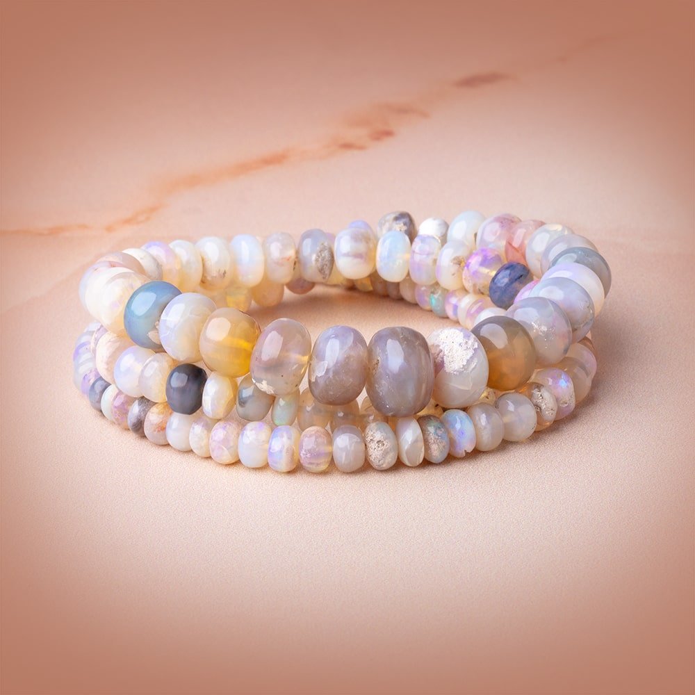 4-11.5mm Australian Opal Plain Rondelle Beads 20 inch 130 pieces AAA - Beadsofcambay.com