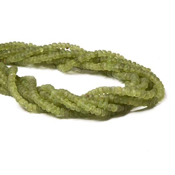 4-4.5mm Frosted Peridot plain rondelle Beads 13 inch 113 pieces - Beadsofcambay.com