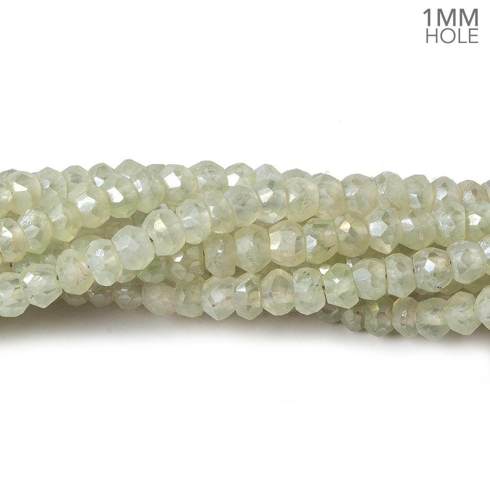 4-4.5mm Mystic Prehnite faceted rondelle beads 1mm hole 12 inch 112 pieces - Beadsofcambay.com
