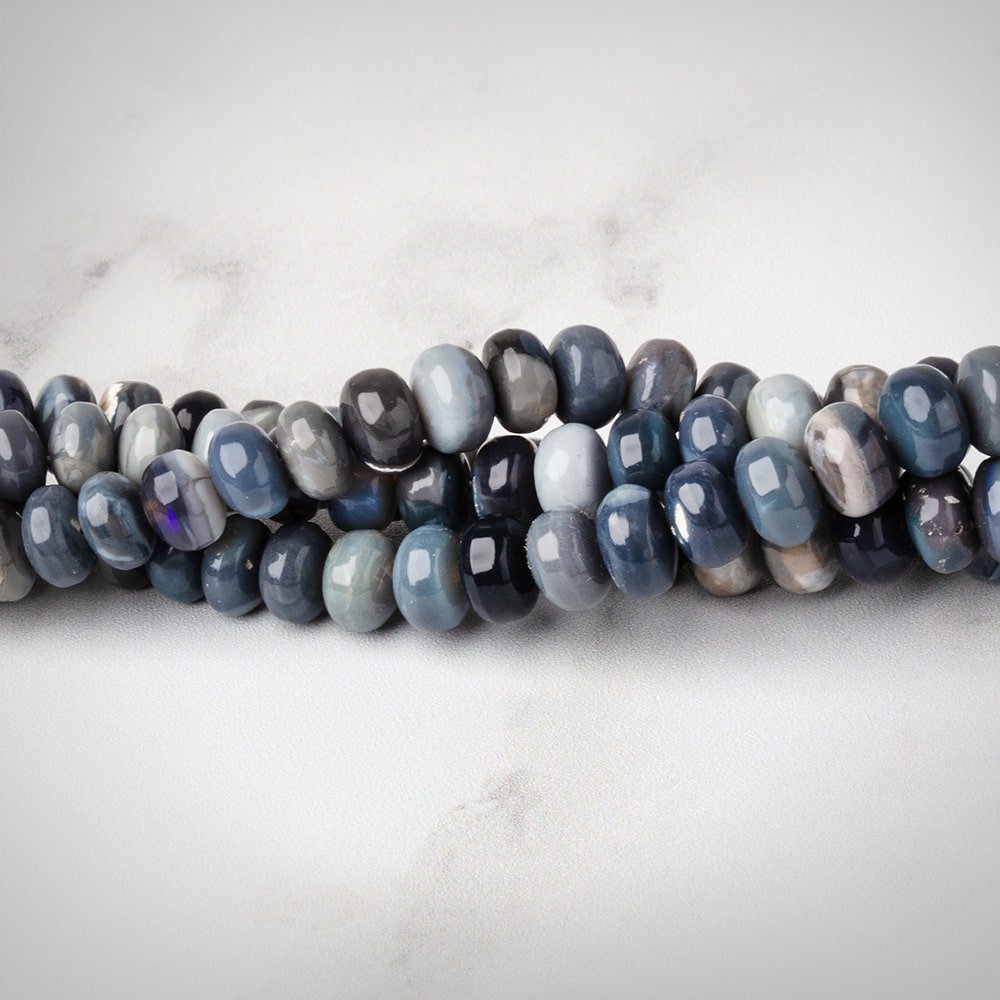4-5.5 mm Blue Grey Australian Opal Plain Rondelles 18 inch 148 beads A - Beadsofcambay.com