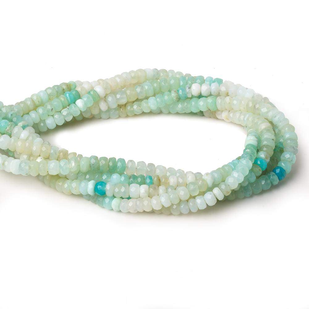 4-5mm Blue Peruvian Opal Faceted Rondelle Beads 14 inch 120 pieces - Beadsofcambay.com