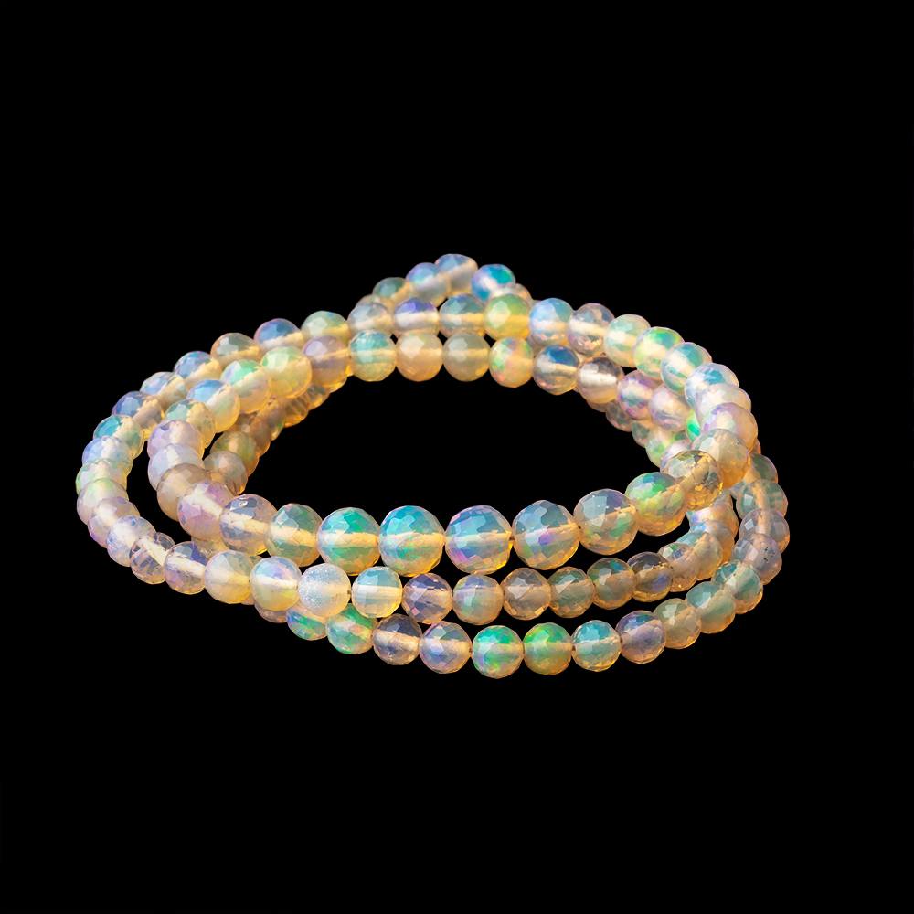 4-5mm Ethiopian Opal Faceted Round Beads 17 inch 117 pieces AAA - Beadsofcambay.com