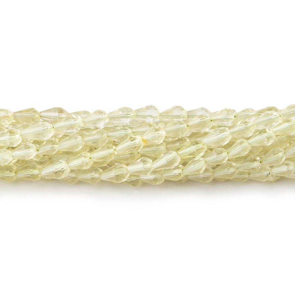 4-5mm Lemon Quartz Straight Drilled Faceted Tear Drop Beads 14.5 inch 80 pieces - Beadsofcambay.com