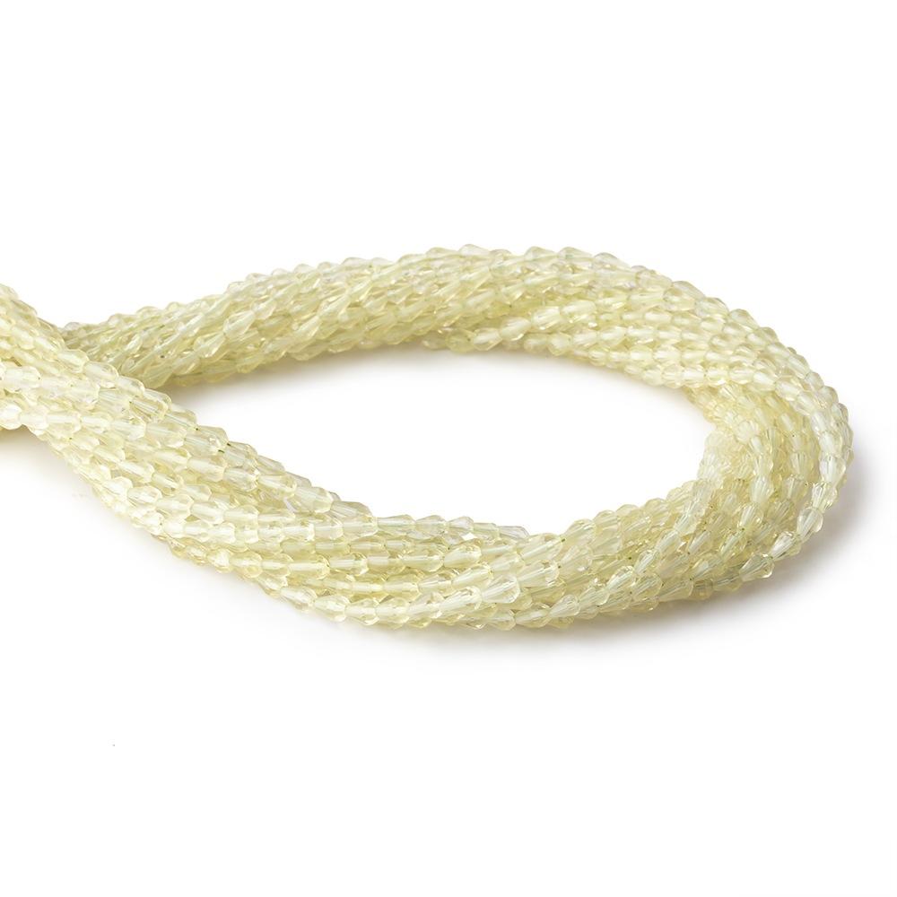 4-5mm Lemon Quartz Straight Drilled Faceted Tear Drop Beads 14.5 inch 80 pieces - Beadsofcambay.com