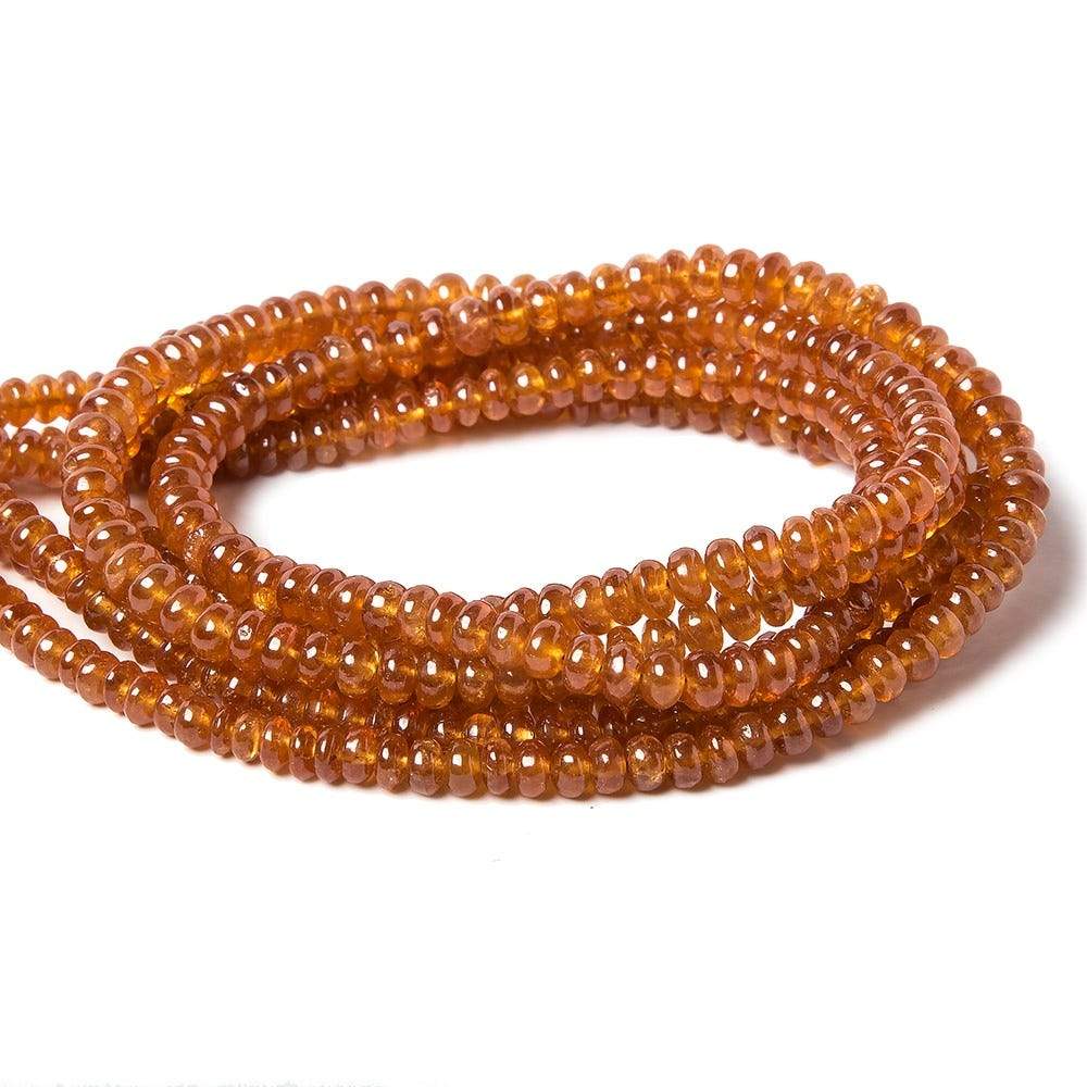 4-5mm Mandarin Garnet Plain Rondelle 15.5 inch 144 pieces - Beadsofcambay.com