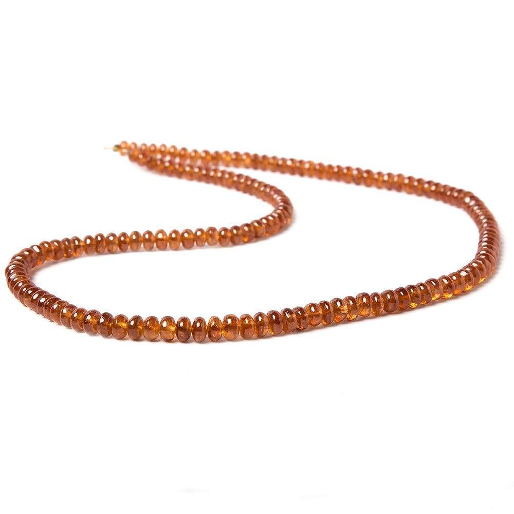 4-5mm Mandarin Garnet Plain Rondelle Beads 16 inch 150 pieces - Beadsofcambay.com