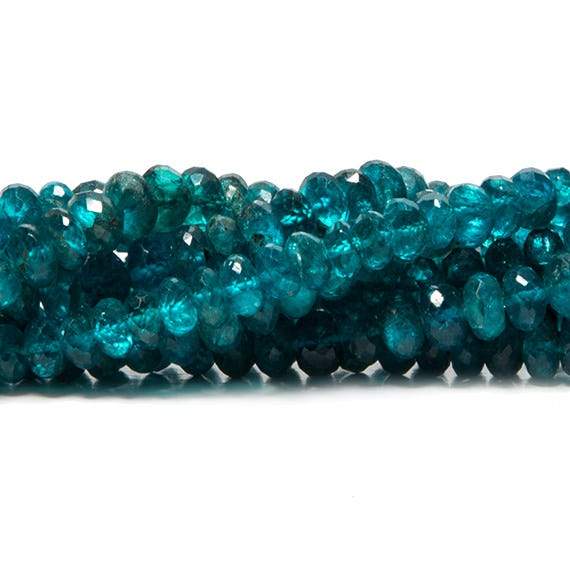 4-5mm Neon Apatite faceted rondelle Beads 14 inch 111 pieces - Beadsofcambay.com