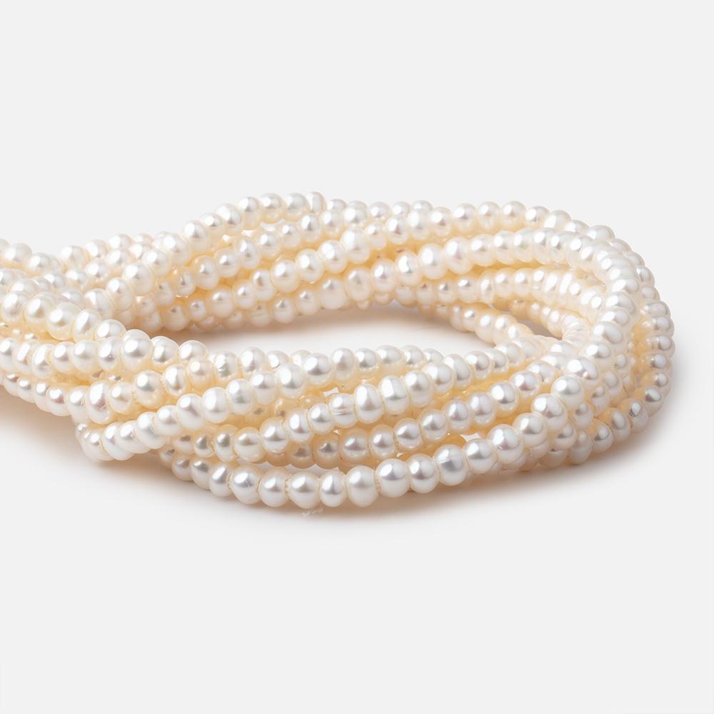 4-5mm Off White Off Round 2.5mm Large Hole Pearls 15 inch 105 pieces - Beadsofcambay.com
