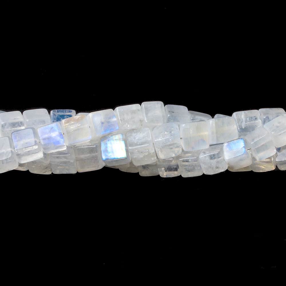 4-5mm Rainbow Moonstone Plain Cube Beads 14.5 inches 74 beads - Beadsofcambay.com