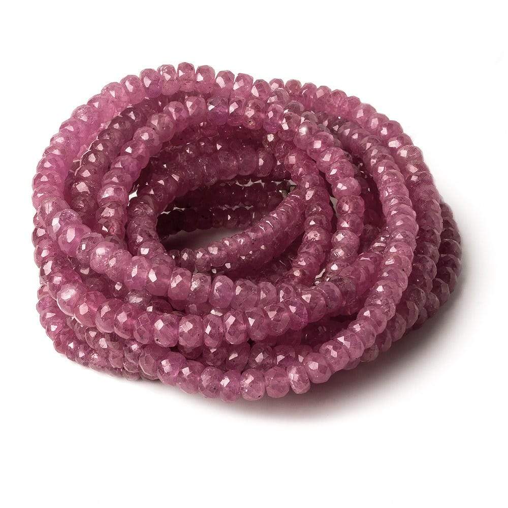 4-5mm Ruby faceted rondelle beads 16 inch 145 pieces - Beadsofcambay.com