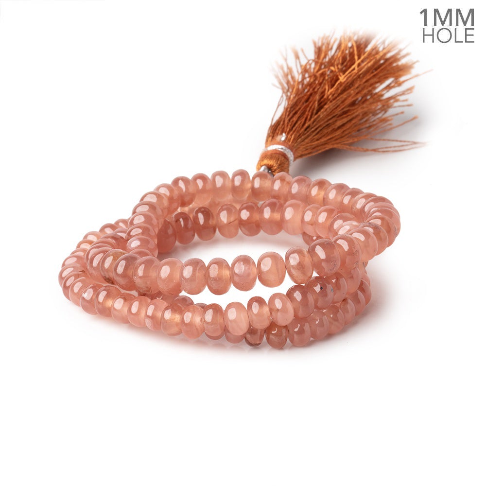 4-6mm Rhodochrosite plain rondelle beads 16 inch 118 pieces 1mm Large Hole - Beadsofcambay.com