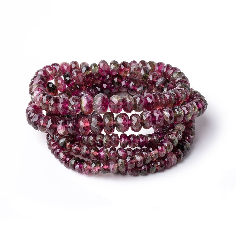 4-7mm Multi Color Rubellite Tourmaline Faceted Rondelles 16 inch 139 Beads AA - Beadsofcambay.com