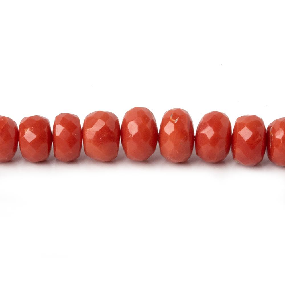 4-7mm Red Coral faceted rondelles 18 inch 135 pieces AA - Beadsofcambay.com