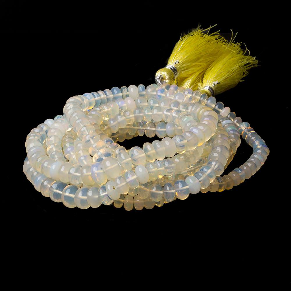 4-7mm White Ethiopian Opal Plain Rondelle beads 18 inch 146 pieces - Beadsofcambay.com