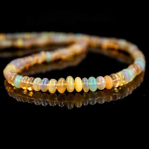4-8mm Cream White Ethiopian Opal Plain Rondelles 16 inch 119 beads AA - Beadsofcambay.com