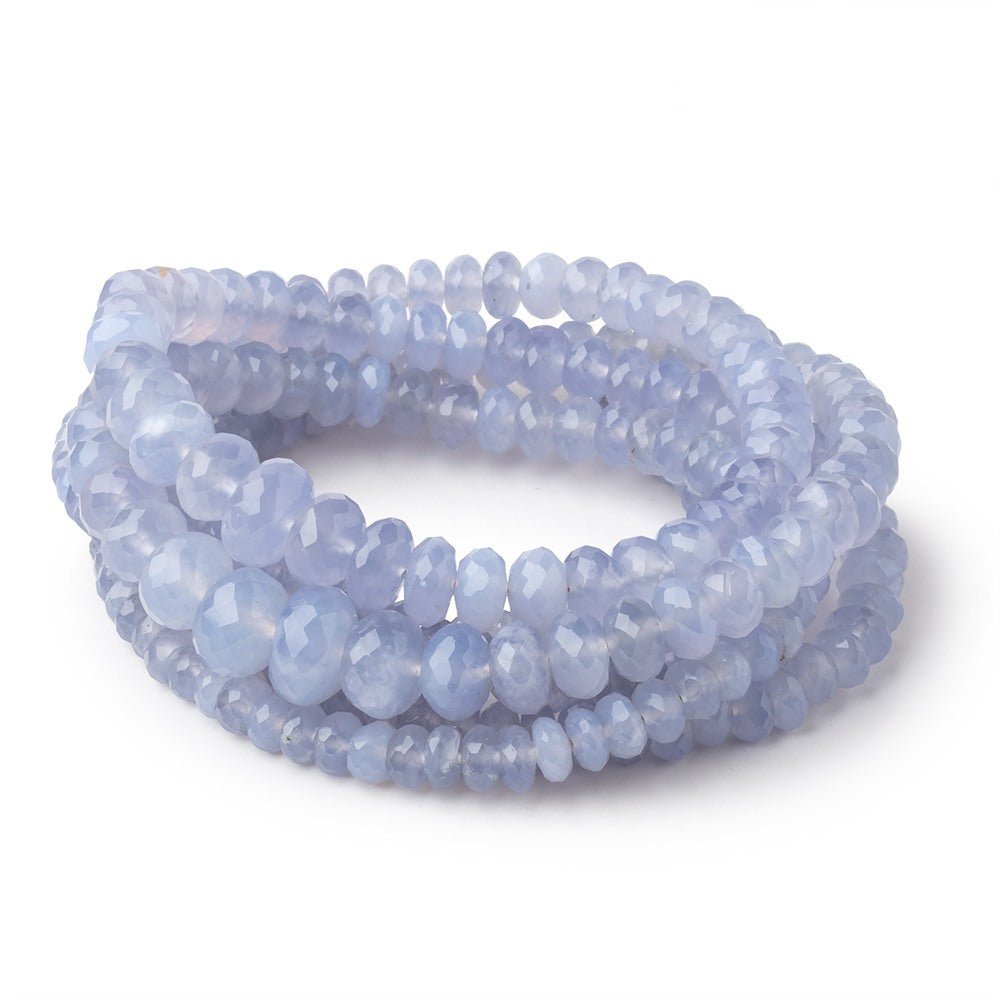 4-9mm Natural Blue Chalcedony faceted rondelle beads 18 inch 145 pieces AA - Beadsofcambay.com