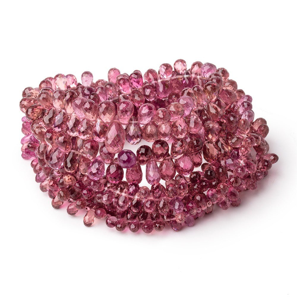 4-9mm Rubellite Tourmaline Faceted Tear Drop Beads 18 inch 264 pieces AAA - Beadsofcambay.com