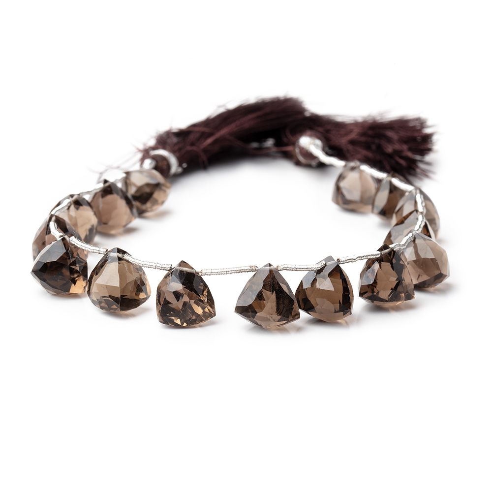 8-10mm Smoky Quartz Faceted Trillion Beads 7 inch 15 pieces - BeadsofCambay.com
