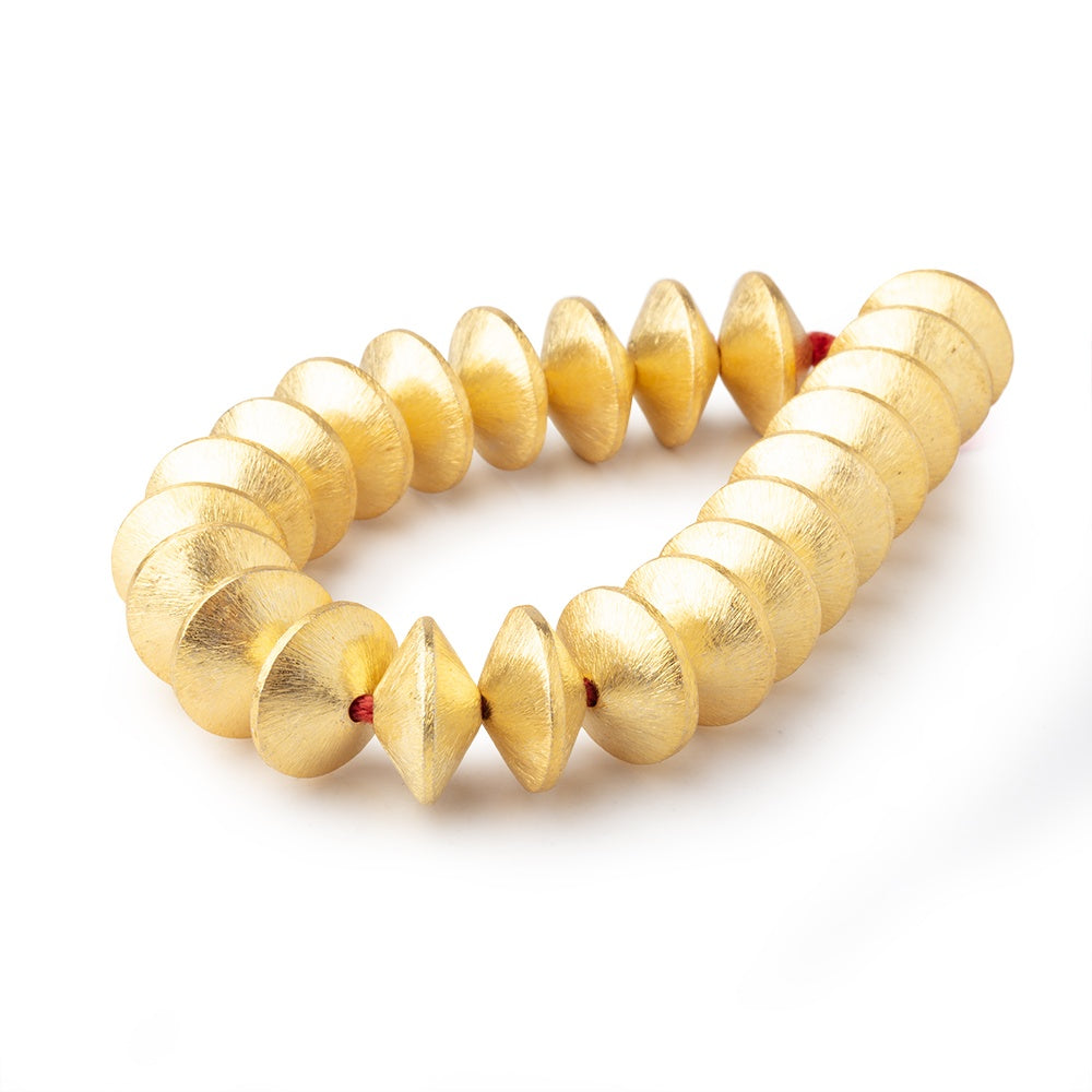 16mm 22kt Gold Plated Copper Brushed Disc Beads 8 inch 22 pieces - BeadsofCambay.com