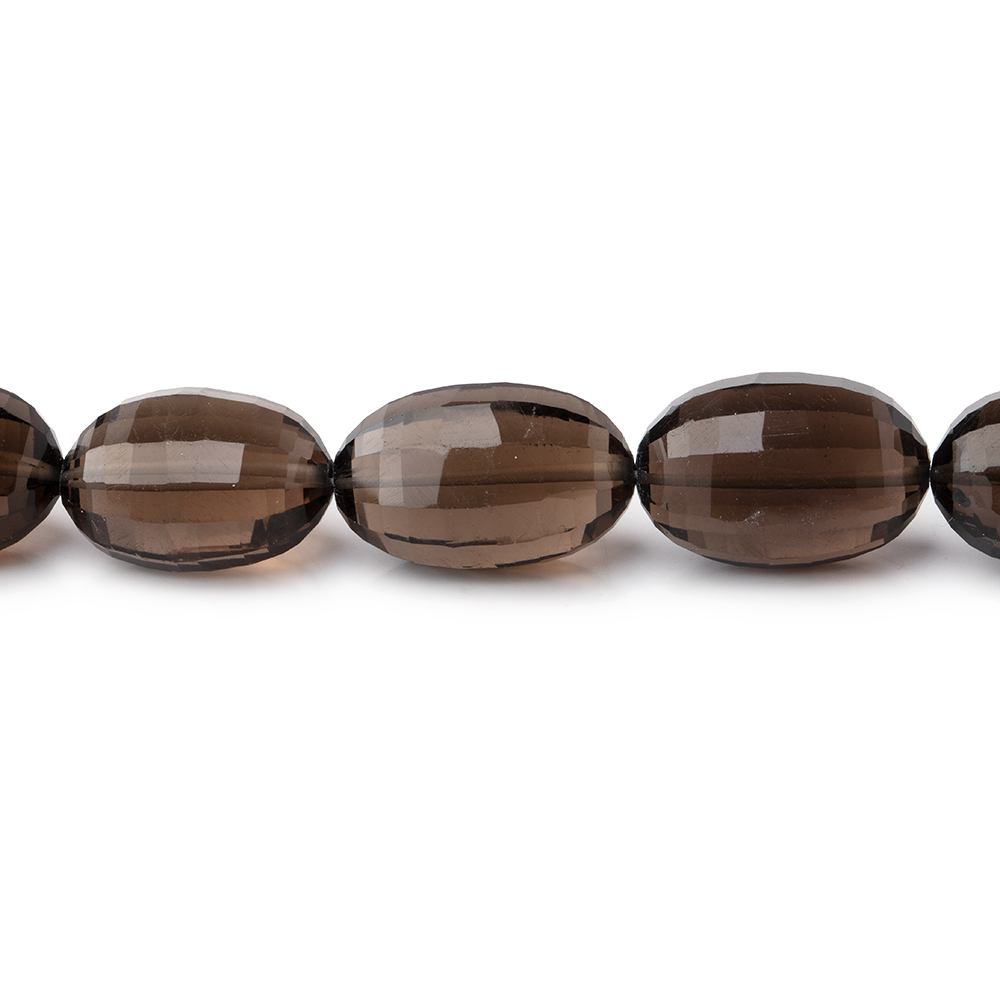 12x9-14x9mm Smoky Quartz Faceted Oval Beads 7.5 inch 14 pieces - BeadsofCambay.com