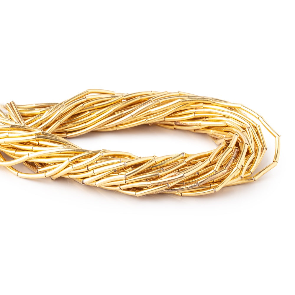 10x1.5mm Vermeil Tube Beads 8 inch 20 pieces - BeadsofCambay.com