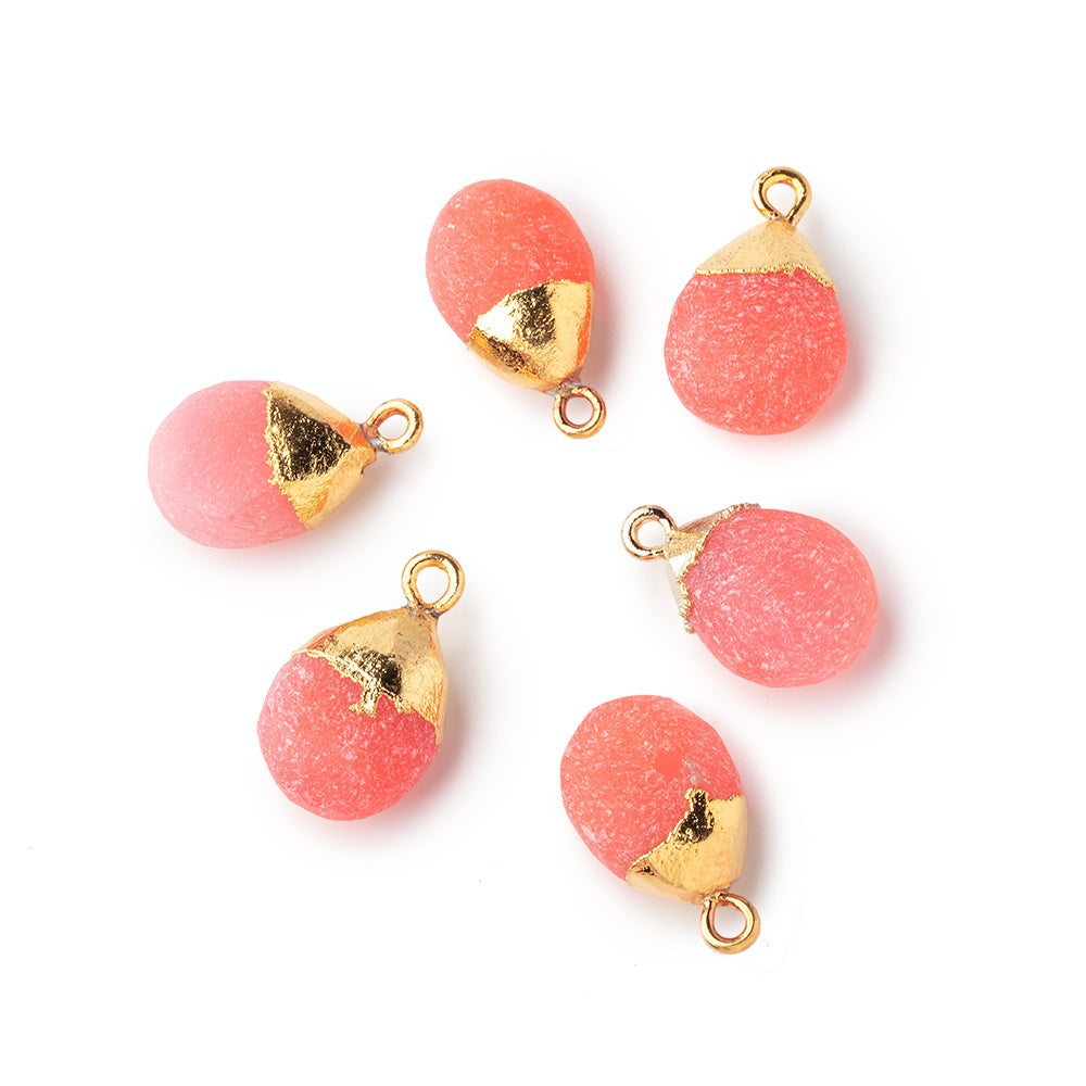 14x9mm Gold Leafed Frosted Watermelon Chalcedony Focal Pendant 1 piece view 1