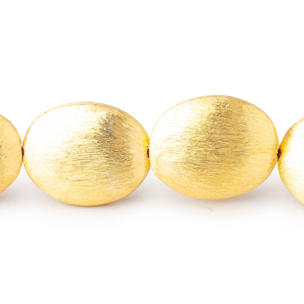 16x13mm 22kt Gold Plated Copper Brushed Oval 8 inch 13 Beads - BeadsofCambay.com
