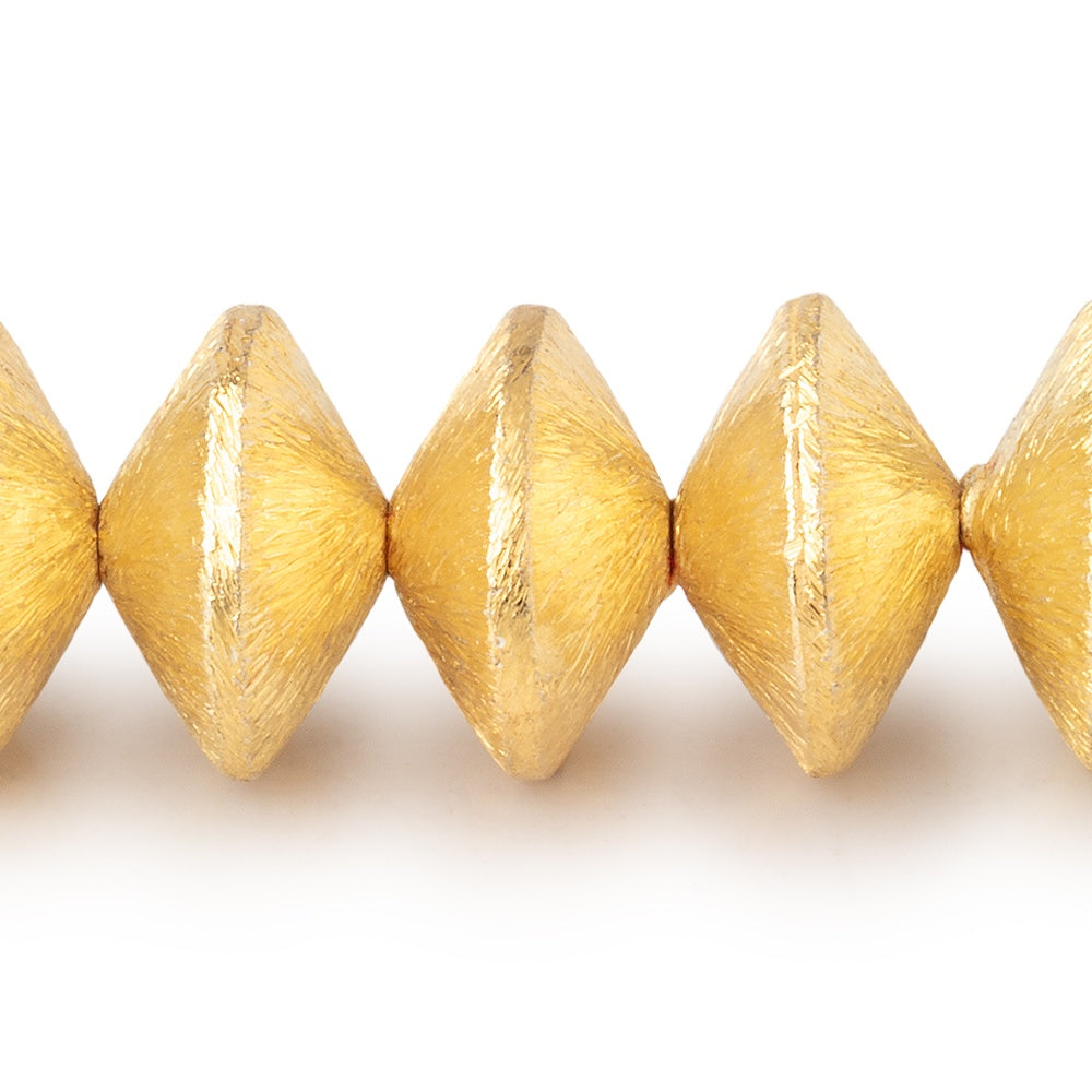 12mm 22kt Gold Plated Copper Disc Brushed Beads 8 inch 26 pieces - BeadsofCambay.com