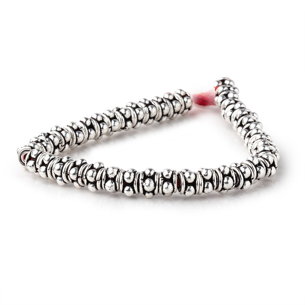 7x5mm Antiqued Sterling Silver Plated Copper Spacers 8 inch 41 Beads - BeadsofCambay.com
