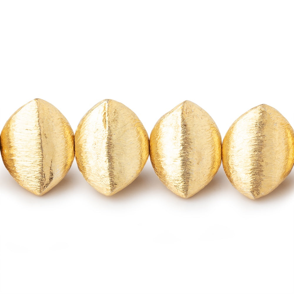 12x9mm 22kt Gold Plated Copper Brushed Trillion 8 inch 22 Beads - BeadsofCambay.com