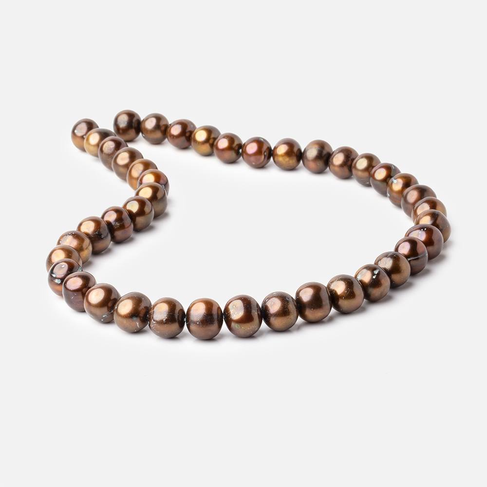 10x9-11x9mm Bronze Off Round Freshwater Pearl Beads 15 inch 42 pieces - BeadsofCambay.com