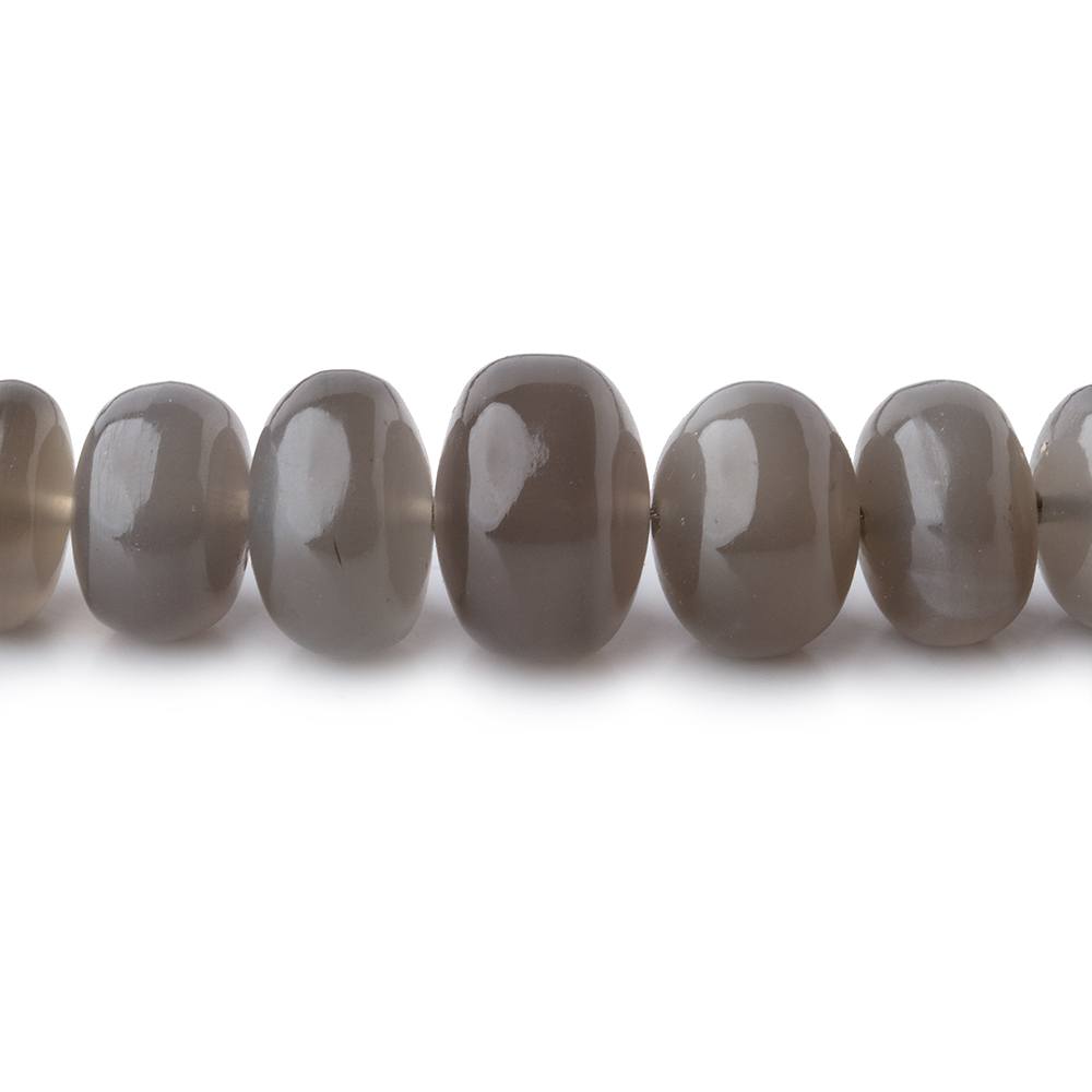 7-10mm Platinum Grey Moonstone Plain Rondelle Beads 16 inch 78 pieces - BeadsofCambay.com