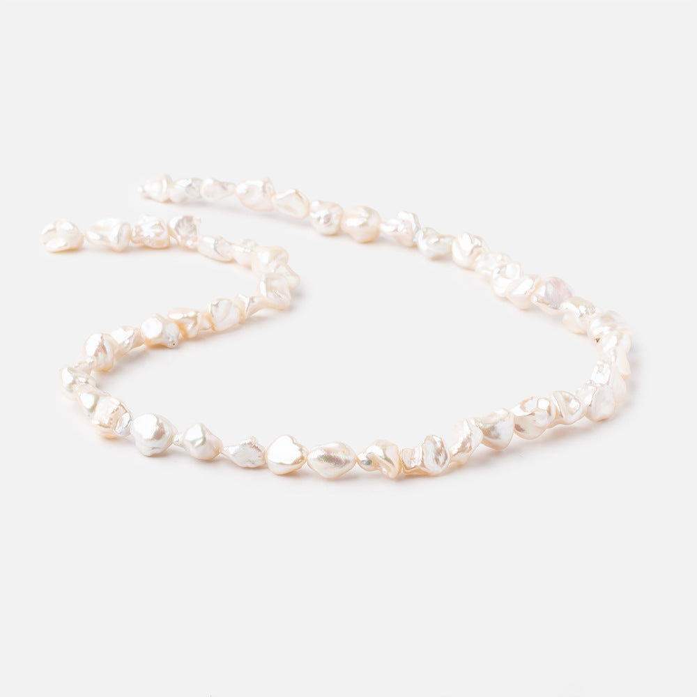 7-8mm Off White Straight Drilled Keshi Freshwater Pearls 16 inch 48 pieces - BeadsofCambay.com