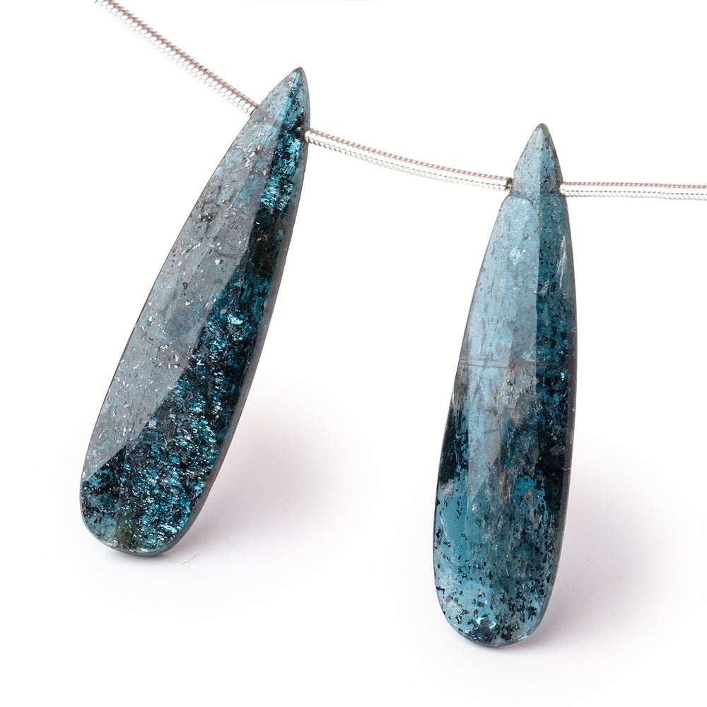 40x10mm Indigo Kyanite Faceted Pear Focal Beads Set of 2 pieces - Beadsofcambay.com